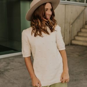 Roolee New Cerese Dot Ivory Sweater Blouse- Entro